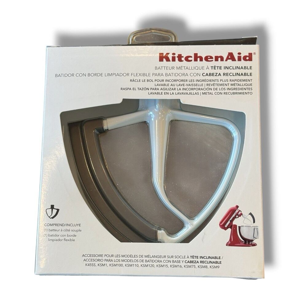 NEW KitchenAid KFE5T Tilt-Head Flex Edge Beater White Ceramic Dark Grey Baking